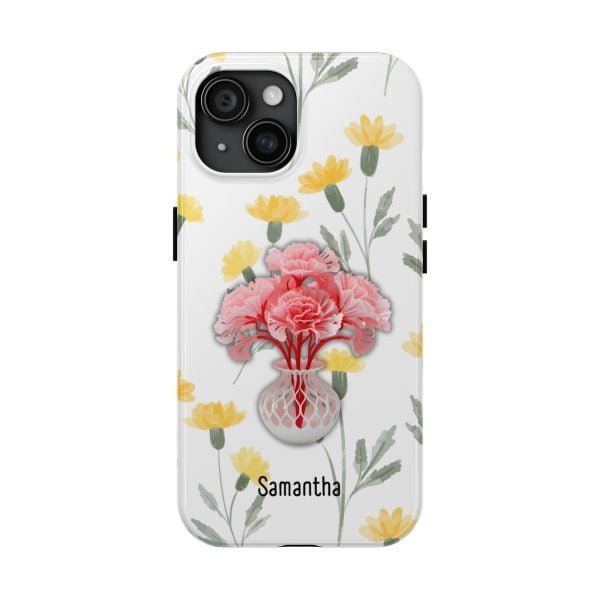 Birth Flower iPhone Cases | January Birth Flower: Carnation | Name Customization - Image 86