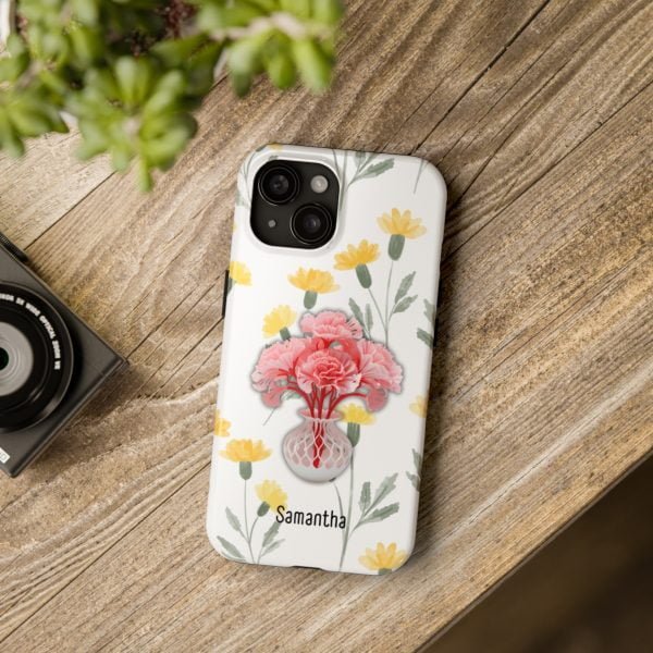 Birth Flower iPhone Cases | January Birth Flower: Carnation | Name Customization - Image 90