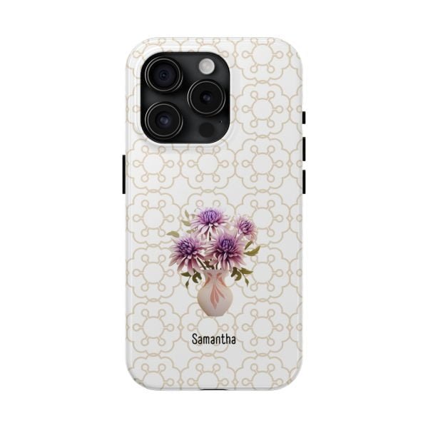 Birth Flower iPhone Cases | Sep Birth Flower: Aster | Name Customization - Image 91