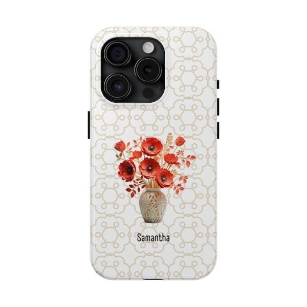 Birth Flower iPhone Cases | Aug Birth Flower: Poppy | Name Customization - Image 91