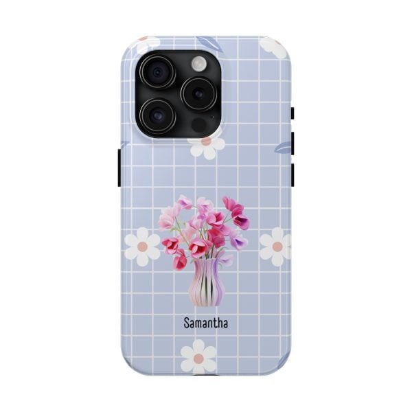 Birth Flower iPhone Cases | April Birth Flower: Sweet Pea | Name Customization - Image 91