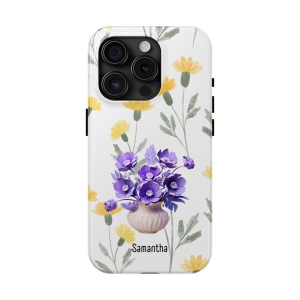 Birth Flower iPhone Cases | February Birth Flower: Violet | Name Customization - Image 91