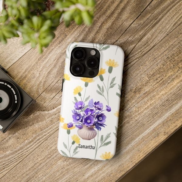 Birth Flower iPhone Cases | February Birth Flower: Violet | Name Customization - Image 95