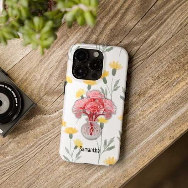 Birth Flower iPhone Cases | January Birth Flower: Carnation | Name Customization - Image 95