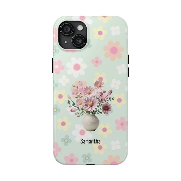 Birth Flower iPhone Cases | Oct Birth Flower: Cosmos | Name Customization - Image 101