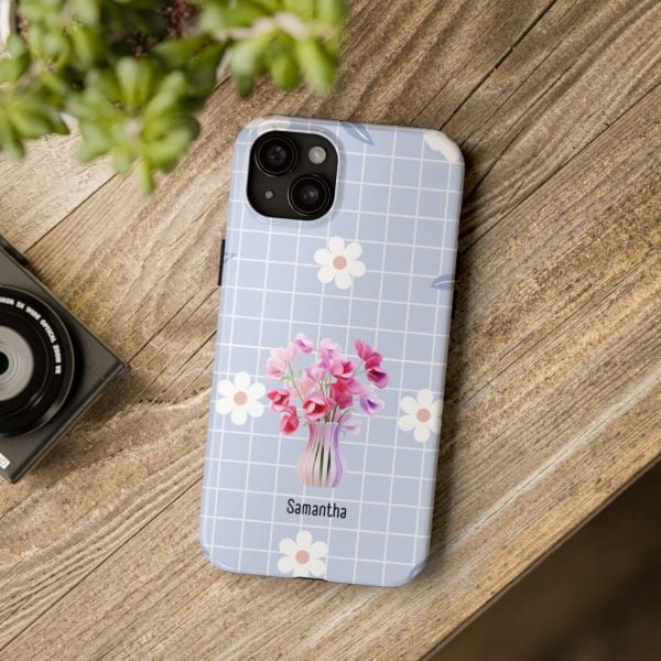 Birth Flower iPhone Cases | April Birth Flower: Sweet Pea | Name Customization - Image 100