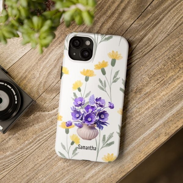 Birth Flower iPhone Cases | February Birth Flower: Violet | Name Customization - Image 100