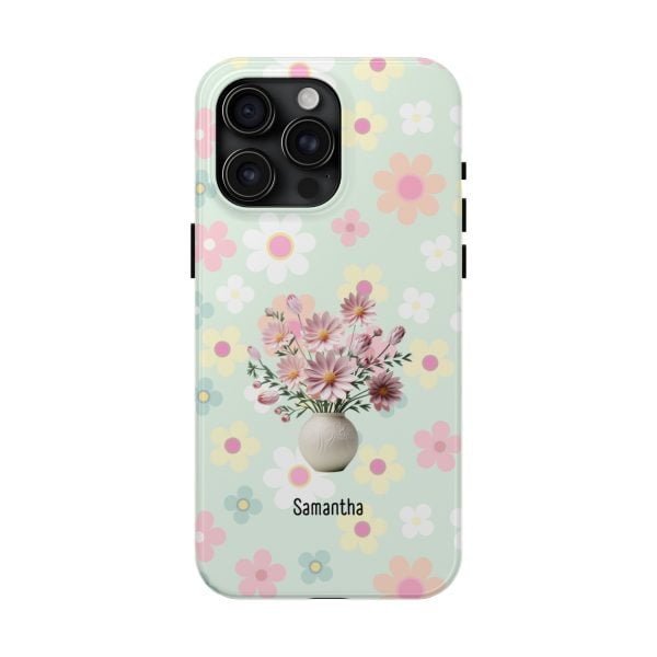 Birth Flower iPhone Cases | Oct Birth Flower: Cosmos | Name Customization - Image 2