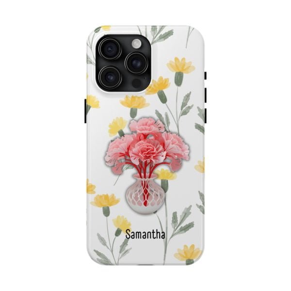 Birth Flower iPhone Cases | January Birth Flower: Carnation | Name Customization - Image 101