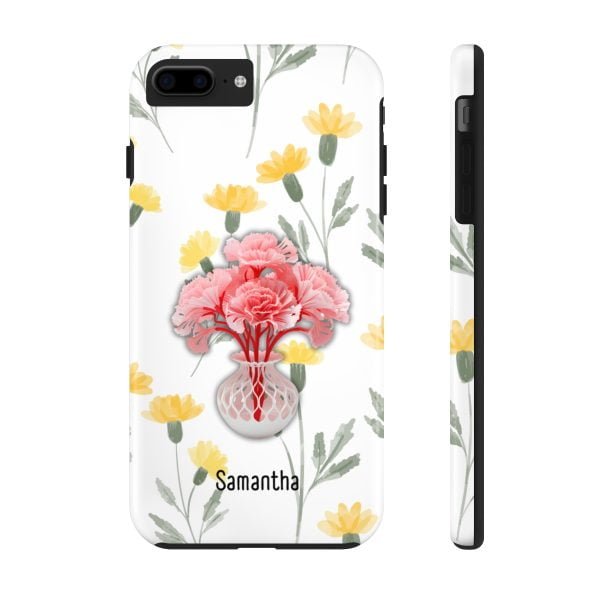 Birth Flower iPhone Cases | January Birth Flower: Carnation | Name Customization - Image 3