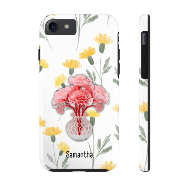 Birth Flower iPhone Cases | January Birth Flower: Carnation | Name Customization - Image 4