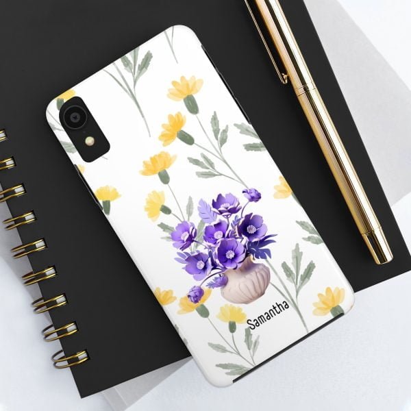 Birth Flower iPhone Cases | February Birth Flower: Violet | Name Customization - Image 9