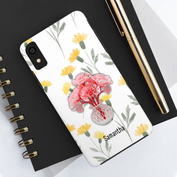 Birth Flower iPhone Cases | January Birth Flower: Carnation | Name Customization - Image 9