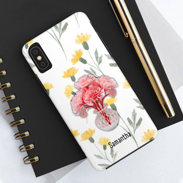 Birth Flower iPhone Cases | January Birth Flower: Carnation | Name Customization - Image 11