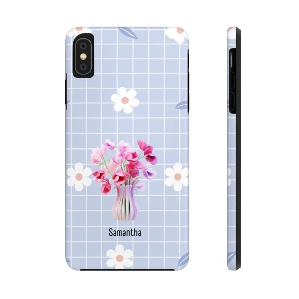 Birth Flower iPhone Cases | April Birth Flower: Sweet Pea | Name Customization - Image 2