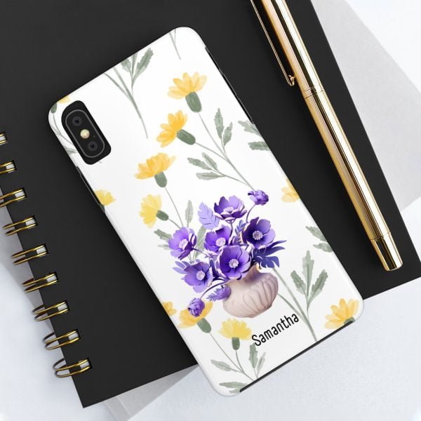 Birth Flower iPhone Cases | February Birth Flower: Violet | Name Customization - Image 13