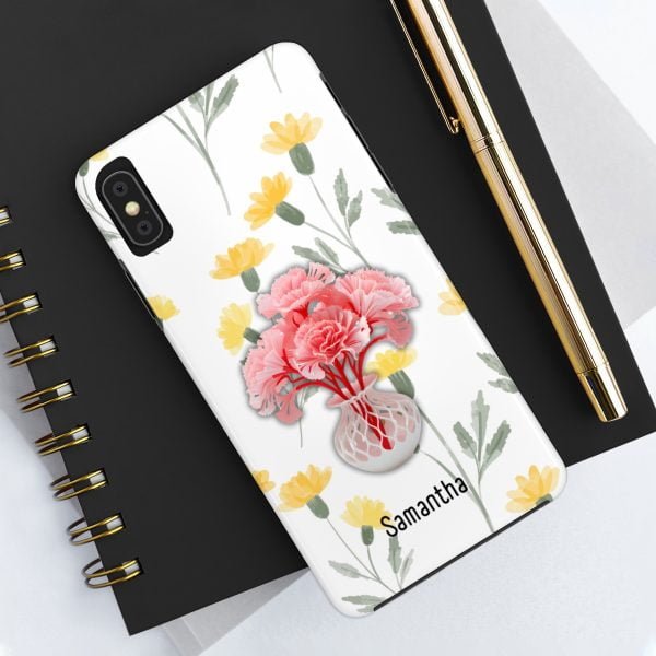 Birth Flower iPhone Cases | January Birth Flower: Carnation | Name Customization - Image 13
