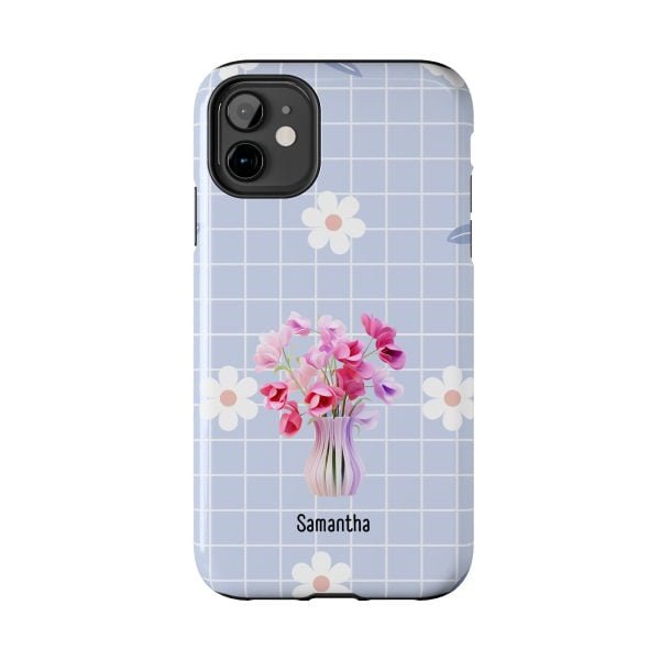 Birth Flower iPhone Cases | April Birth Flower: Sweet Pea | Name Customization - Image 13