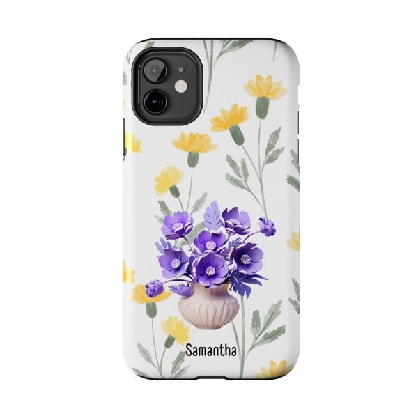 Birth Flower iPhone Cases | February Birth Flower: Violet | Name Customization - Image 15