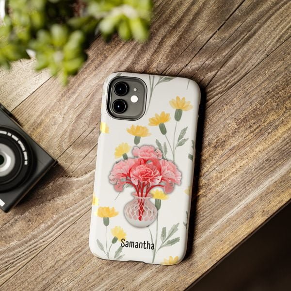 Birth Flower iPhone Cases | January Birth Flower: Carnation | Name Customization - Image 19