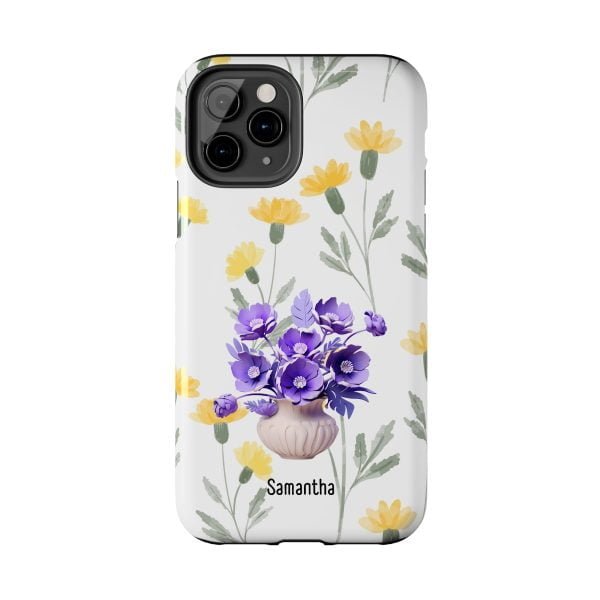 Birth Flower iPhone Cases | February Birth Flower: Violet | Name Customization - Image 21