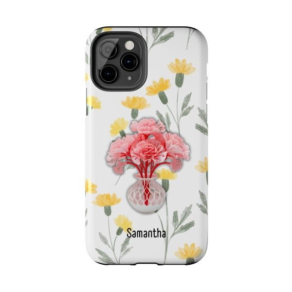Birth Flower iPhone Cases | January Birth Flower: Carnation | Name Customization - Image 21