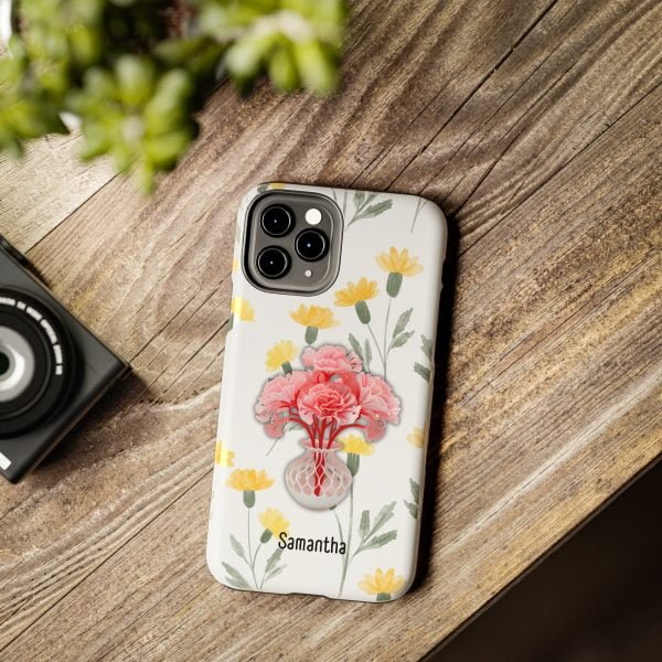 Birth Flower iPhone Cases | January Birth Flower: Carnation | Name Customization - Image 25