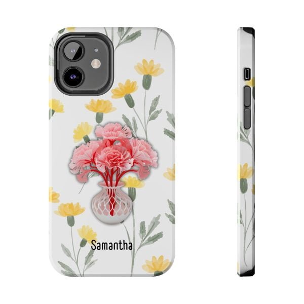 Birth Flower iPhone Cases | January Birth Flower: Carnation | Name Customization - Image 32