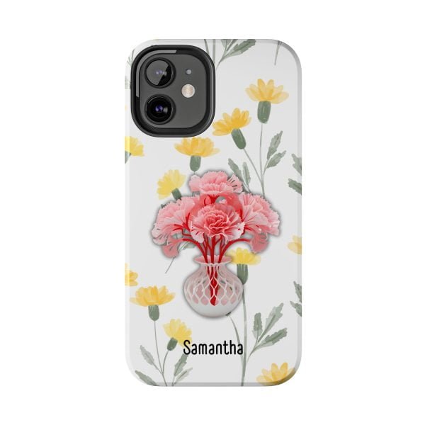 Birth Flower iPhone Cases | January Birth Flower: Carnation | Name Customization - Image 39