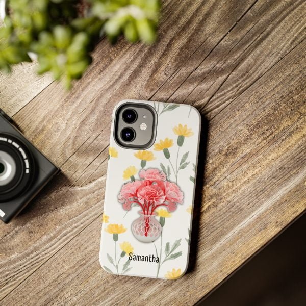 Birth Flower iPhone Cases | January Birth Flower: Carnation | Name Customization - Image 43