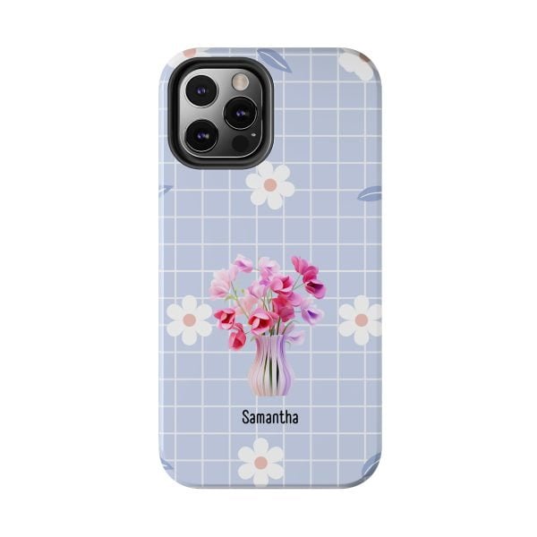 Birth Flower iPhone Cases | April Birth Flower: Sweet Pea | Name Customization - Image 43