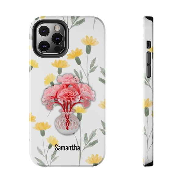 Birth Flower iPhone Cases | January Birth Flower: Carnation | Name Customization - Image 44
