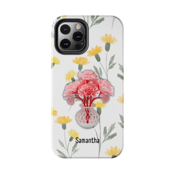 Birth Flower iPhone Cases | January Birth Flower: Carnation | Name Customization - Image 45