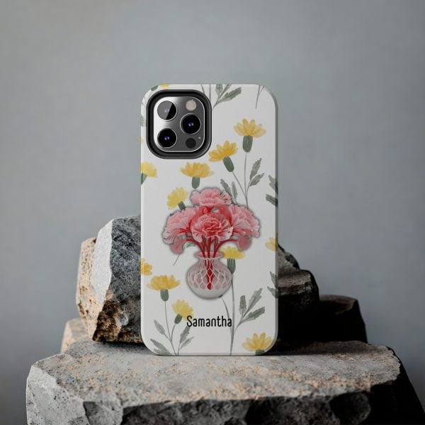 Birth Flower iPhone Cases | January Birth Flower: Carnation | Name Customization - Image 48