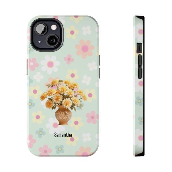 Birth Flower iPhone Cases | Nov Birth Flower: Chrysanthemum | Name Customization - Image 2
