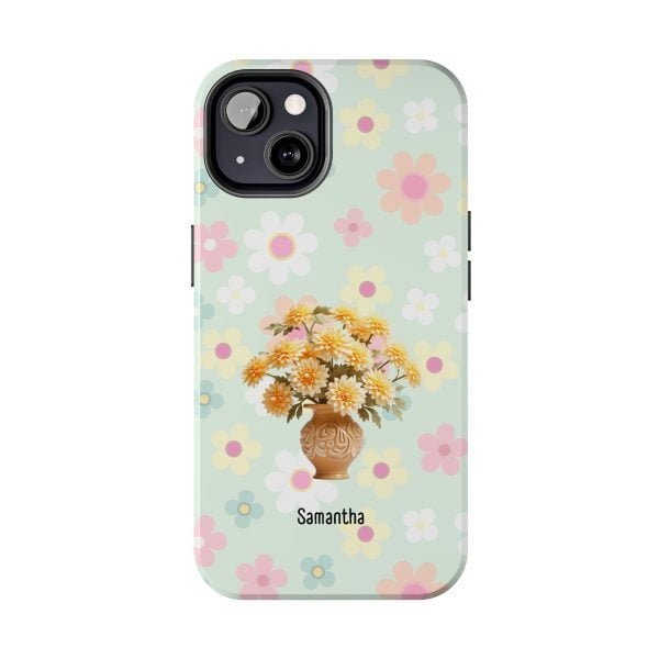 Birth Flower iPhone Cases | Nov Birth Flower: Chrysanthemum | Name Customization - Image 3