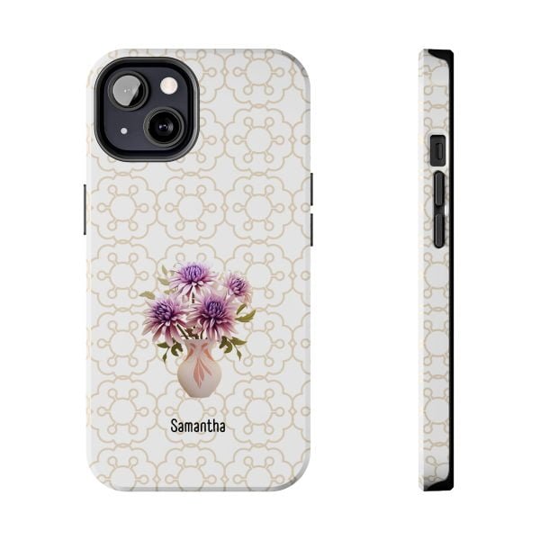 Birth Flower iPhone Cases | Sep Birth Flower: Aster | Name Customization - Image 2