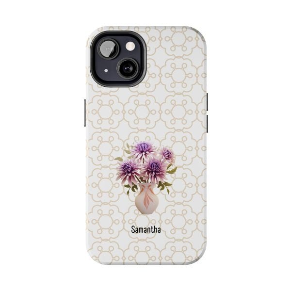 Birth Flower iPhone Cases | Sep Birth Flower: Aster | Name Customization - Image 3