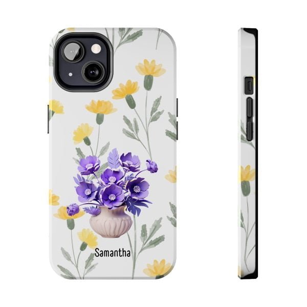 Birth Flower iPhone Cases | February Birth Flower: Violet | Name Customization - Image 56