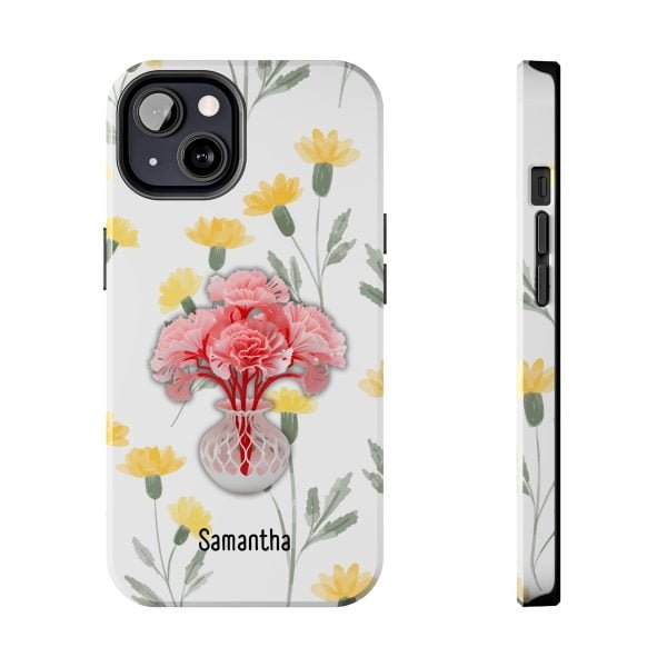 Birth Flower iPhone Cases | January Birth Flower: Carnation | Name Customization - Image 56
