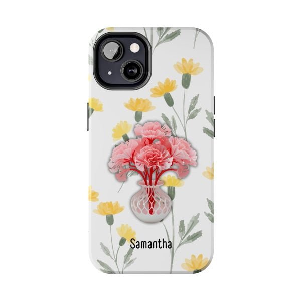 Birth Flower iPhone Cases | January Birth Flower: Carnation | Name Customization - Image 57