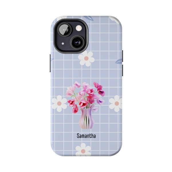 Birth Flower iPhone Cases | April Birth Flower: Sweet Pea | Name Customization - Image 61