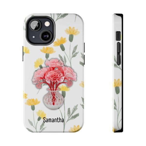 Birth Flower iPhone Cases | January Birth Flower: Carnation | Name Customization - Image 62
