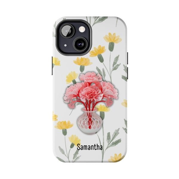 Birth Flower iPhone Cases | January Birth Flower: Carnation | Name Customization - Image 63