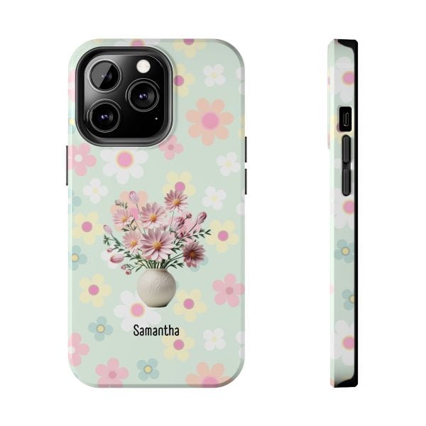 Birth Flower iPhone Cases | Oct Birth Flower: Cosmos | Name Customization - Image 71
