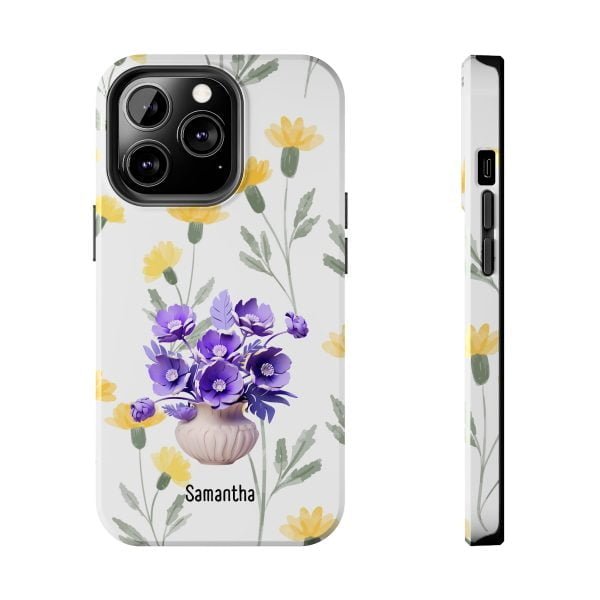 Birth Flower iPhone Cases | February Birth Flower: Violet | Name Customization - Image 68