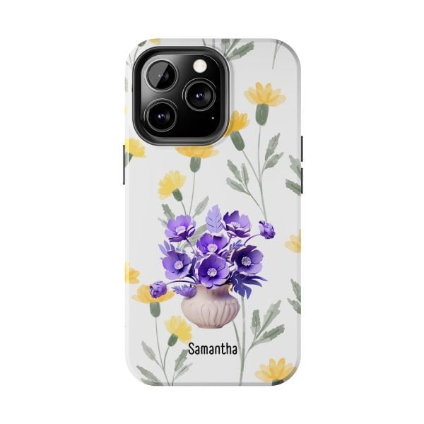 Birth Flower iPhone Cases | February Birth Flower: Violet | Name Customization - Image 69