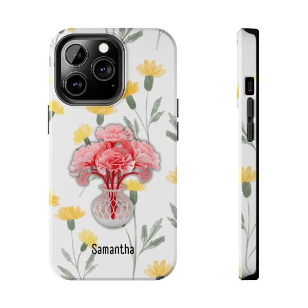 Birth Flower iPhone Cases | January Birth Flower: Carnation | Name Customization - Image 68