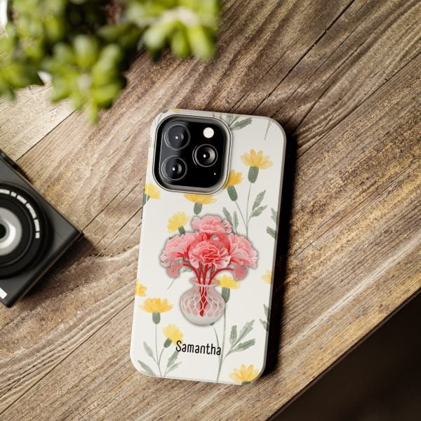 Birth Flower iPhone Cases | January Birth Flower: Carnation | Name Customization - Image 73