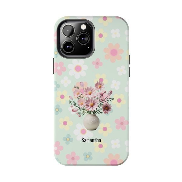 Birth Flower iPhone Cases | Oct Birth Flower: Cosmos | Name Customization - Image 78